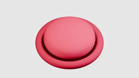 Red Matte Round Button Pressing and Releasing in a Loop Stock Footage 346708424