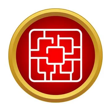 Red maze game icon finding path challenge 스톡 일러스트