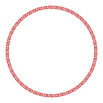 Red meander circle with simple meander pattern, known as Greek key Stock Illustration