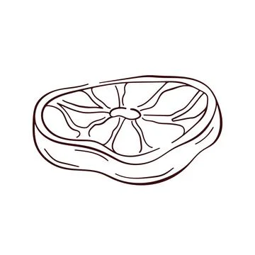 Red meat cut in line art style. Hand drawn design for butcher shop, menu, farm Stock Illustration