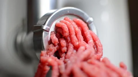 Red Meat Going Through Grinder Stock Footage 50874807