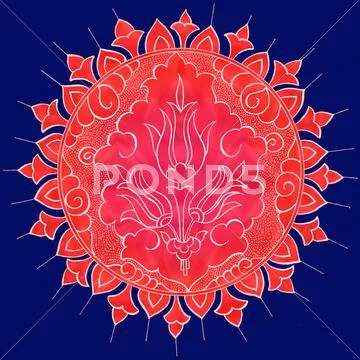 Red medallion motif Stock Illustration