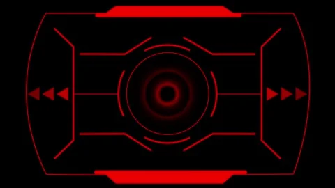 Red media control hud animation with futuristic interface frame and playbac.. Stock Footage 337364743