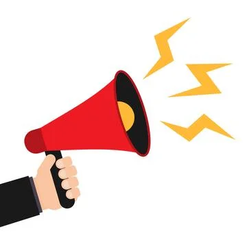 Red megaphone announcement minimalist vector illustration Stock Illustration
