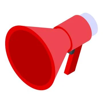 Red megaphone announcing important information isometric view Stock Illustration