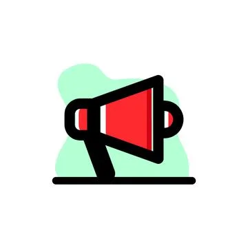 Red Megaphone Conceptual Vector Illustration Design Icon Stock Illustration