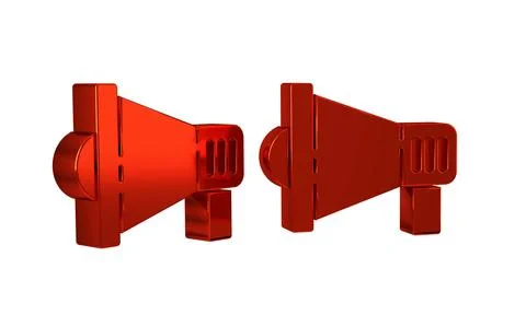Red Megaphone icon isolated on transparent background. Speaker sign. Stock Illustration
