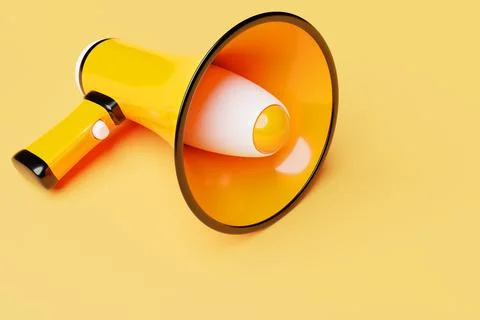 Red megaphone loudspeaker, realistic 3d illustration. Modern isolated megapho Stock Illustration