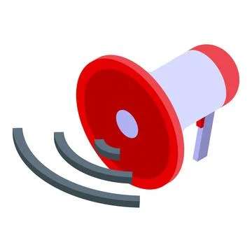 Red megaphone making announcement spreading sound waves Stock Illustration