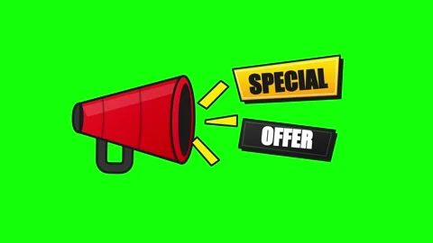 Red megaphone special offer animation on green screen for marketing and sal.. Stock Footage 337553148
