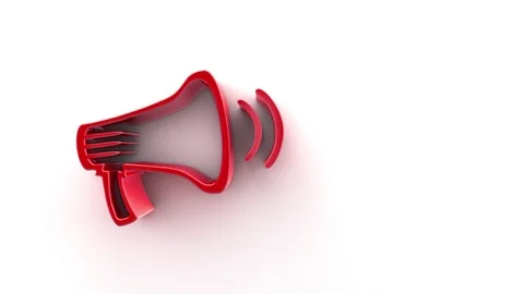 Red Megaphone on a white background Video stock 124273979