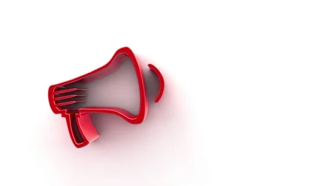 Red Megaphone on a white background Video stock 124745306