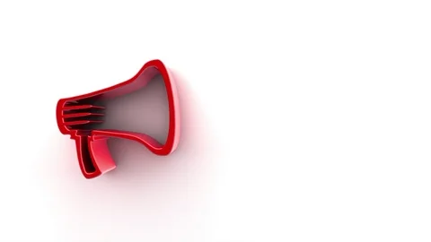 Red Megaphone on a white background Video stock 125318721