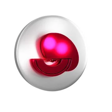 Red Melon fruit icon isolated on transparent background. Silver circle button Stock Illustration