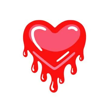 Red melting heart with reflection. Vector illustration isolated on white ba.. Stock Illustration