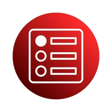Red menu icon with circles and lines representing a list on a white backgro.. Stock Illustration