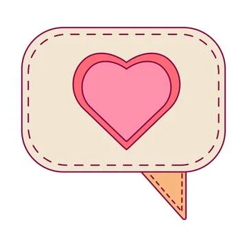 Red message bubble with heart isolated on a white background Stock Illustration