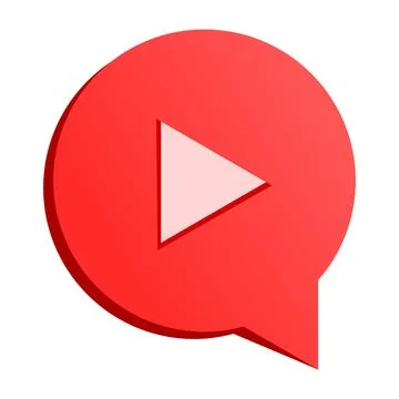 Red message bubble with play video button 3d vector icon. video chat icon Stock Illustration