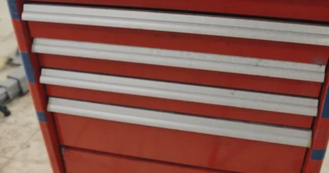 Red Metal Box With Different Tools Video stock 125009604