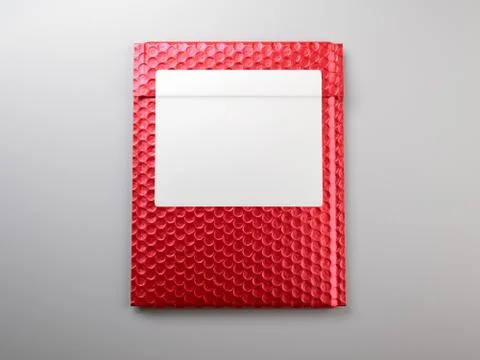 Red metal bubbles packaging bag with sticker Illustration