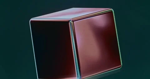 Red Metal Cube Abstract Art Stockbeeldmateriaal 310841847