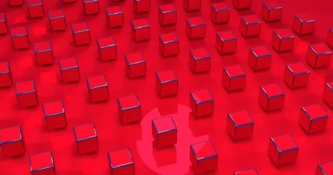 Red metal cube. Realistic geometric 3d shape Stock Footage 170331761
