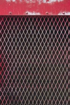 Red metal grate pattern Foto stock