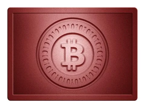 Red Metallic Bitcoin Plate Illustrazione stock