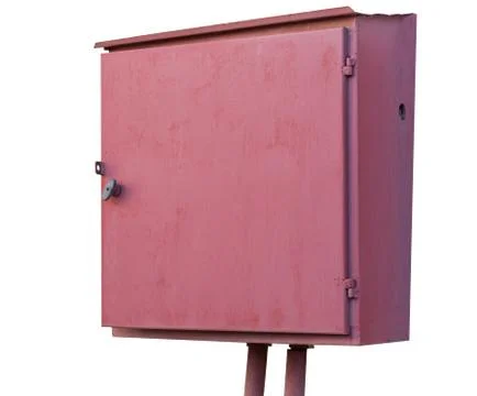 Red metallic box on a white Stock Photos