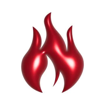 Red metallic flame icon with three stylized, elongated elements resembling flame Stock Illustration
