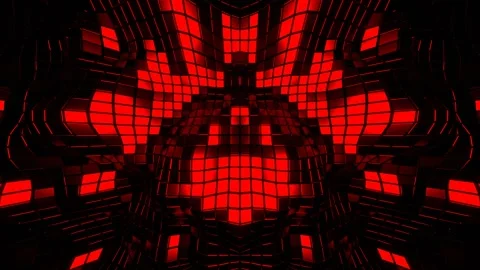 Red Metallic Grid of Moving Squares Background VJ Loop l 4K Stock Footage 294931417