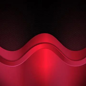 Red metallic wave stripes on dark dot background. Stockillustratie