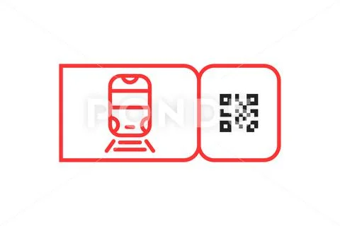 Red metro ticket icon with qr code Illustrazione stock