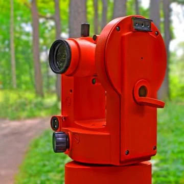 Red micrometer theodolite Stock Photos