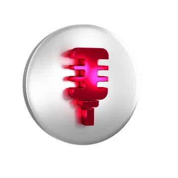 Red Microphone icon isolated on transparent background. On air radio mic mi.. Illustrazione stock