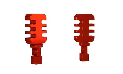 Red Microphone icon isolated on transparent background. On air radio mic mi.. Stock Illustration