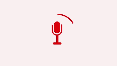 Red microphone icon on a white background. Minimalist microphone icon for a.. Stock Footage 337568064
