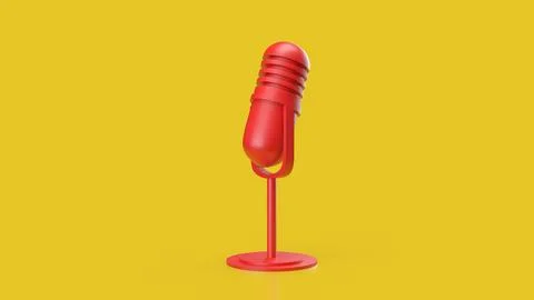 The Red microphone for Pod cast or social media 3d render. Stock Illustration