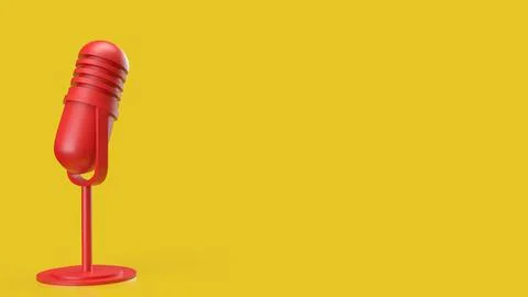 The Red microphone for Pod cast or social media 3d render. Illustrazione stock