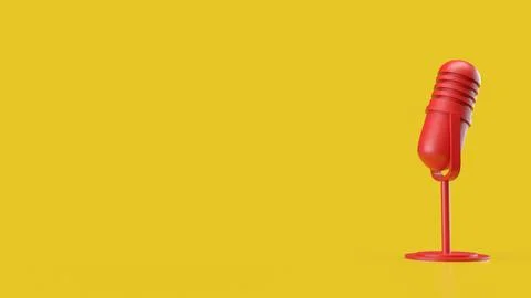 The Red microphone for Pod cast or social media 3d render. Stock Illustration