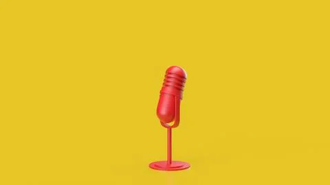 The Red microphone for Pod cast or social media 3d render. Stock Illustration