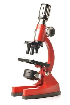 Red microscope isolated on white background red microscope isolated on whi... Stock Photos