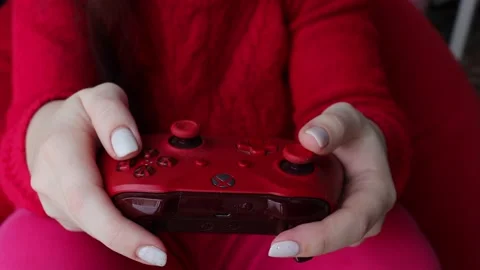 Red Microsoft Xbox One Gamepad. Stock Footage 229461878