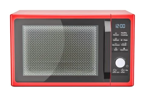 Red microwave oven, 3D rendering Stock-Illustration