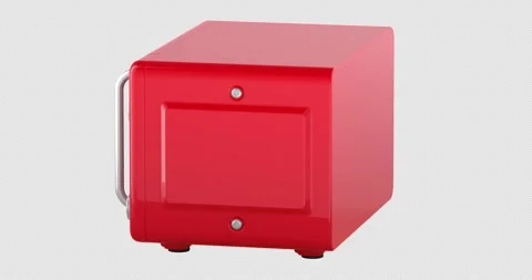 Red microwave oven rotation animation seamlessly loopable. 3D rendering iso.. Stock Footage 325810196