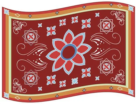 Red Middle Eastern Floral Patterned Vector Carpet Stock Illustration