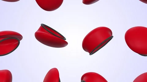 Red Military Berets Falling on a Light Background. Soft Fabric Berets 3D. 4K Stock Footage 301685877