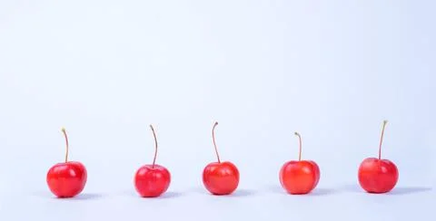 Red mini-apples on a light background Stock Photos