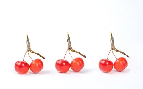 Red mini-apples on a light background Stock Photos