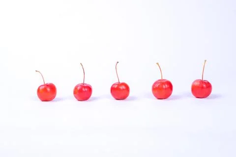 Red mini-apples on a light background Stock Photos